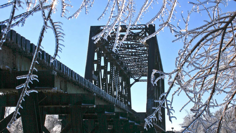 Icy bridge in Wichita