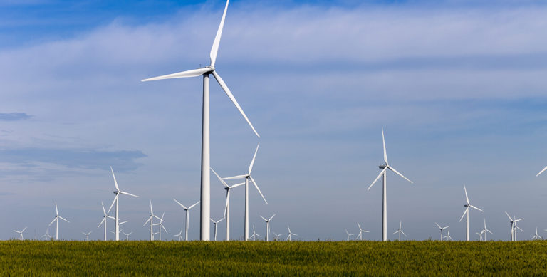 Field of wind turbines in Kansas