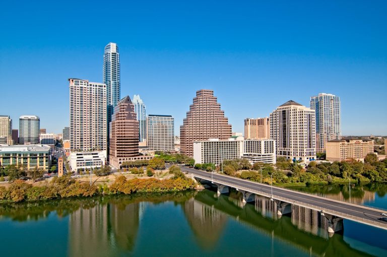 A city in Texas by the water