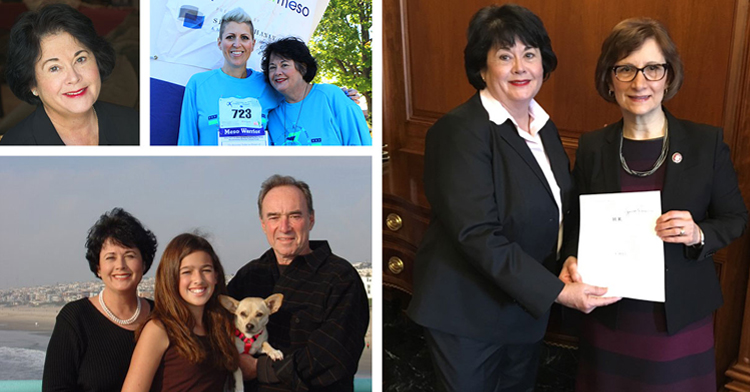 Photos of Linda Reinstein, her family and lawmakers
