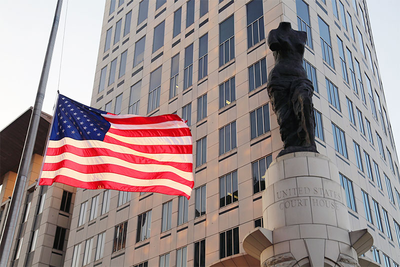 Carl B. Stokes Federal Courthouse building in downtown Cleveland, Ohio