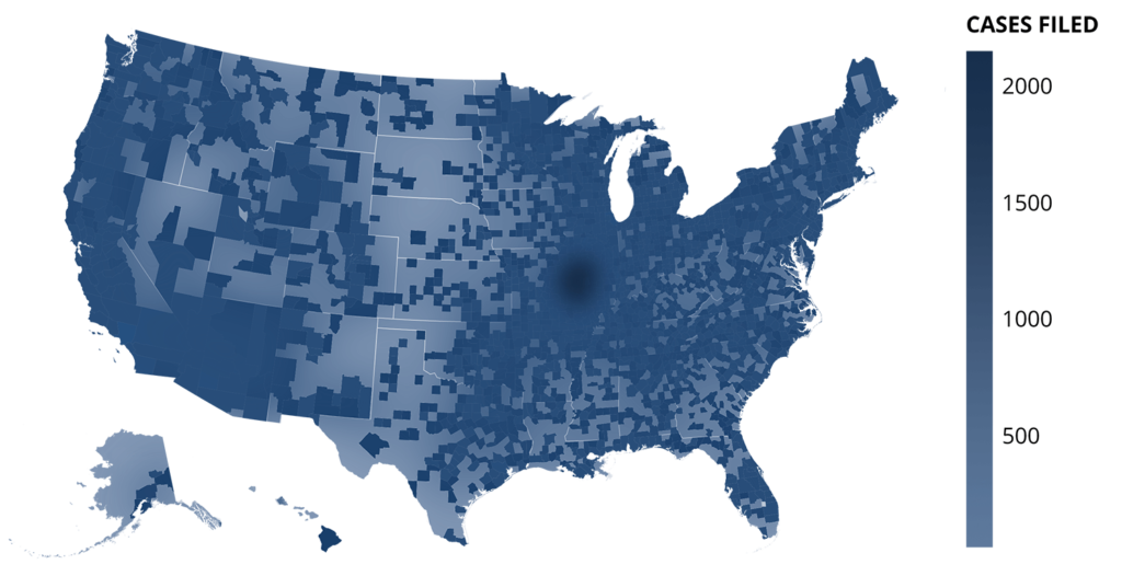 Simmons Hanly Conroy Client Distribution Map