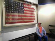 Connie Bauer with American Flag