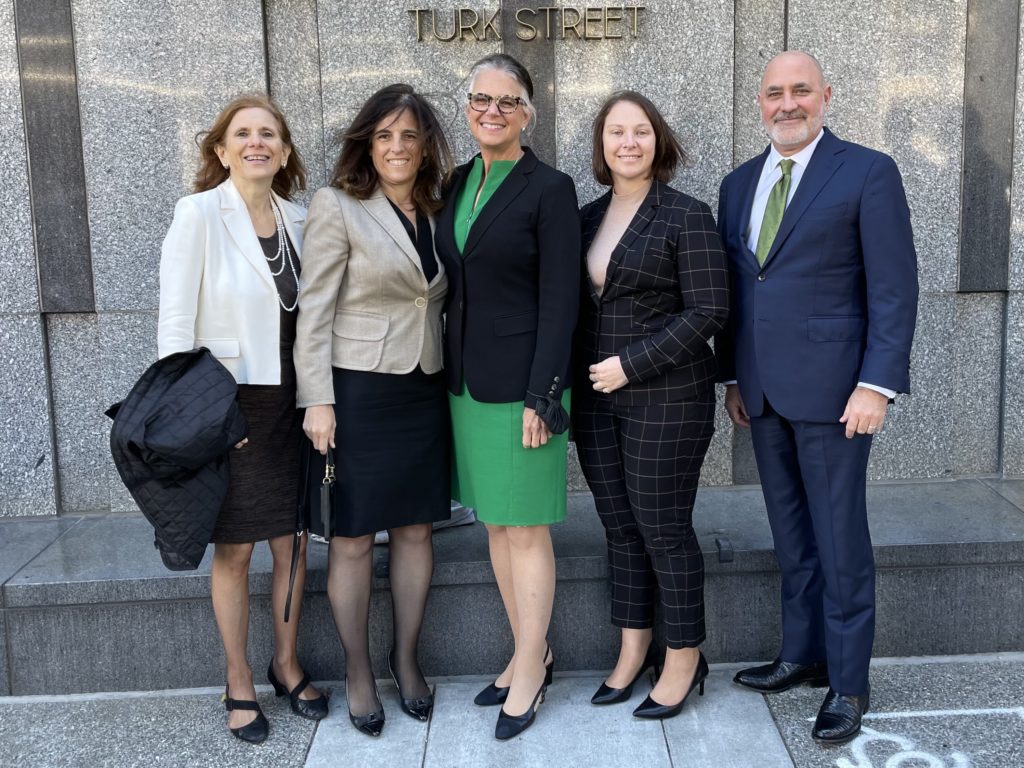 The Simmons Hanly Conroy opioid litigation team standing outside the courthouse in San Francisco