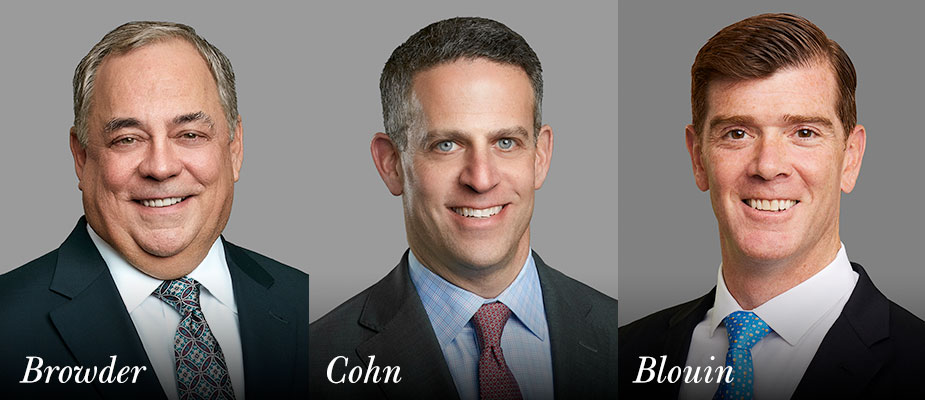 Simmons Hanly Conroy Shareholders Perry Browder, Randy Cohn and Daniel Blouin