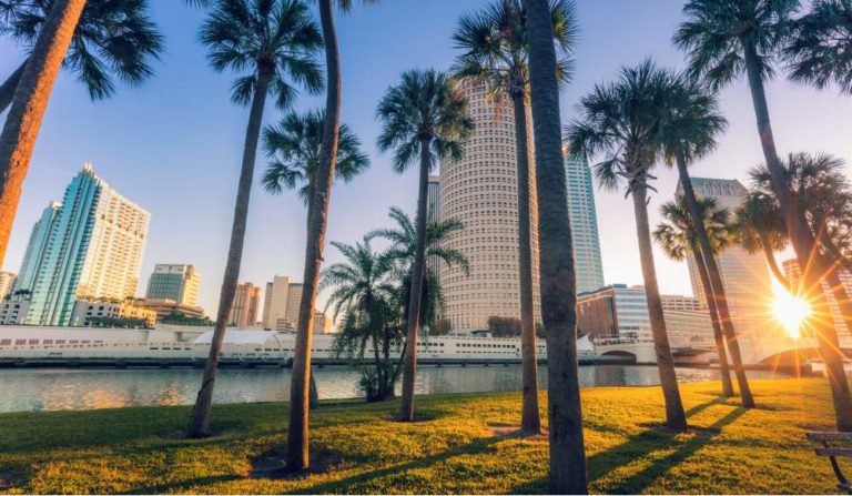 Downtown Tampa at sunset
