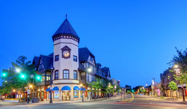 Brookline, Massachusetts at night