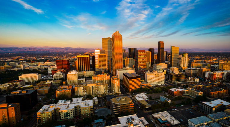 Bird's-eye view of downtown Denver