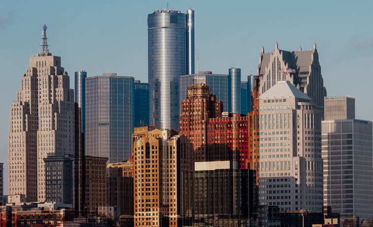 Buildings in the city of Detroit