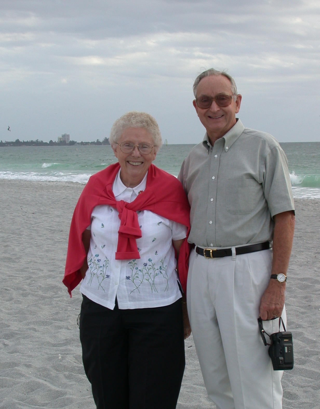 Burlene Jones and her husband at the beach
