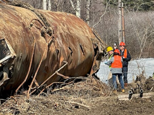 Derailed train