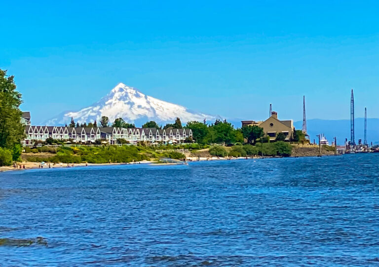 A mountain by the water in Vancouver, Washington