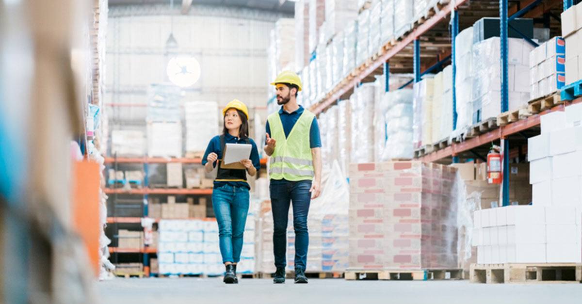 Warehouse workers tracking asbestos products