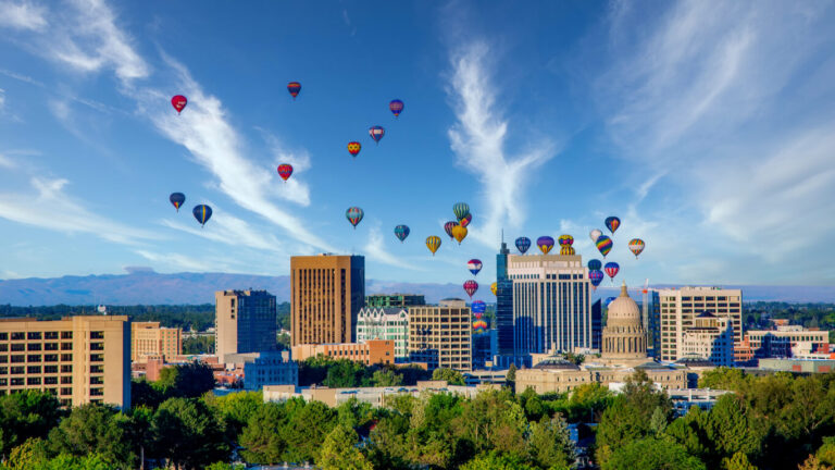 Hot air balloons above Boise, ID