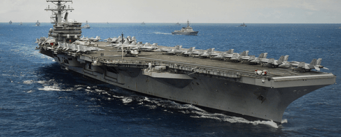 Aircraft carrier in the ocean