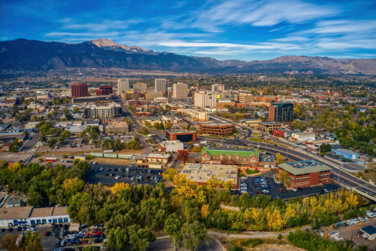 Bird's-eye view of Colorado Springs, Colorado