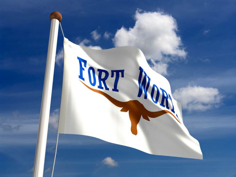 A white flag reads "Fort Worth"