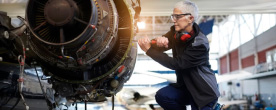 Aircraft mechanic at work