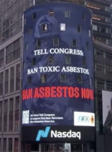 "Ban Asbestos Now" billboard in Times Square