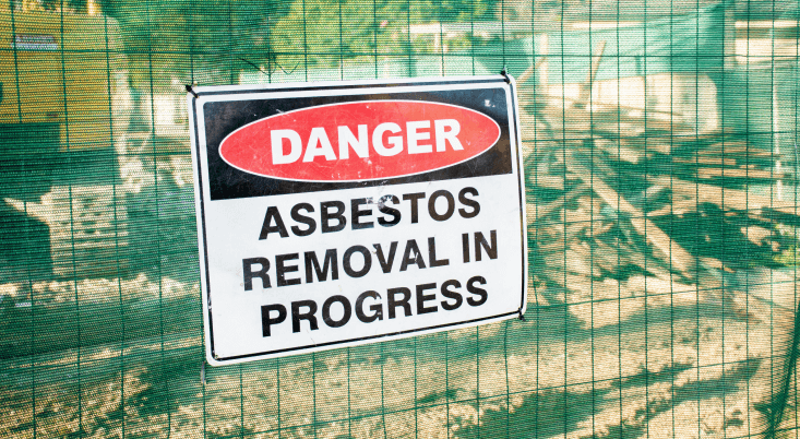 Sign warning of asbestos removal