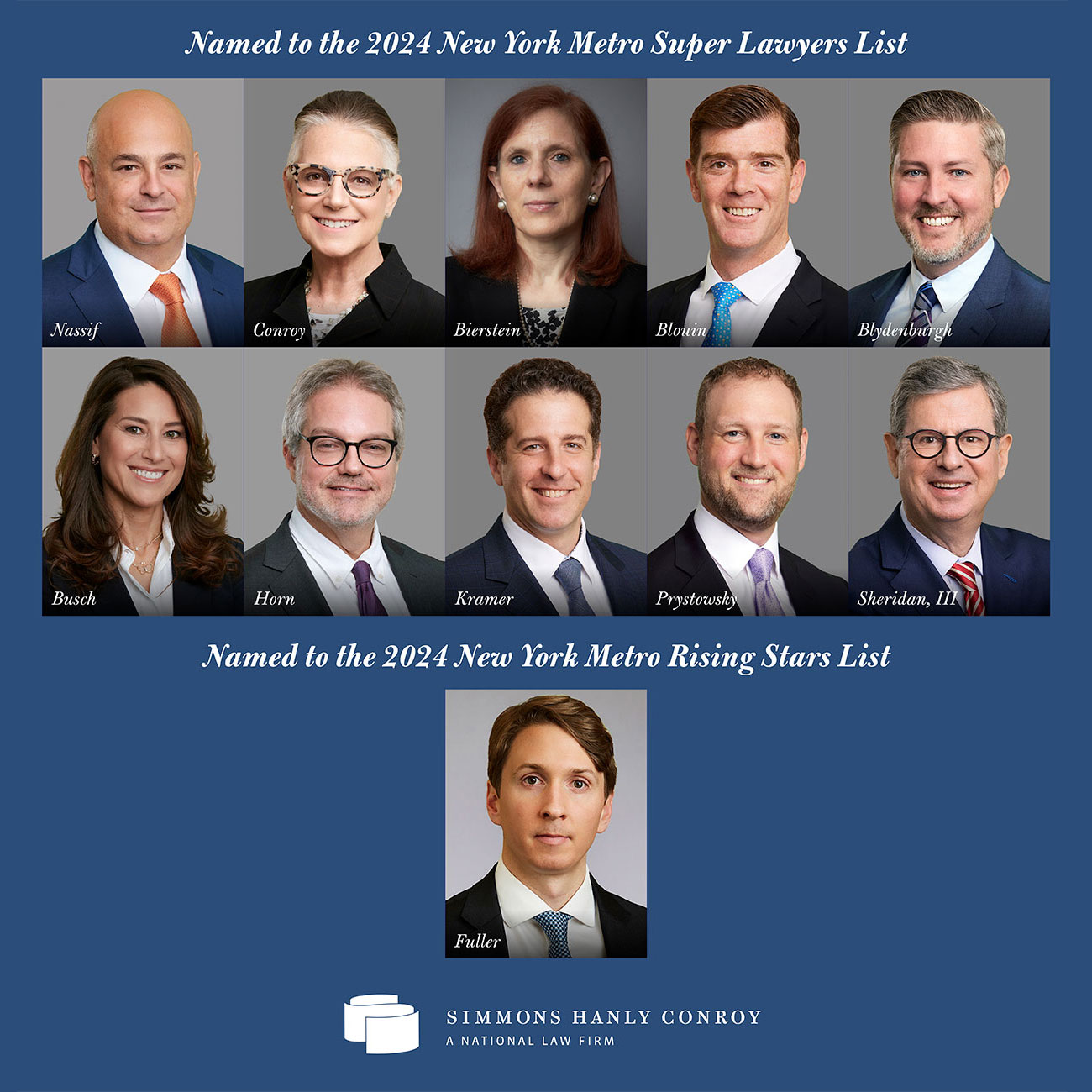 Simmons Hanly Conroy Attorneys named to New York Metro Super Lawyers & Rising Stars Lists 2024