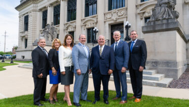 From left to right: Andrew Browder, Kim Galanti, Jo Anna Pollock, Nicholas J. Angelides, Perry J. Browder, and John Simmons, alongside Sokolove Law Managing Attorney Ricky A. LeBlanc