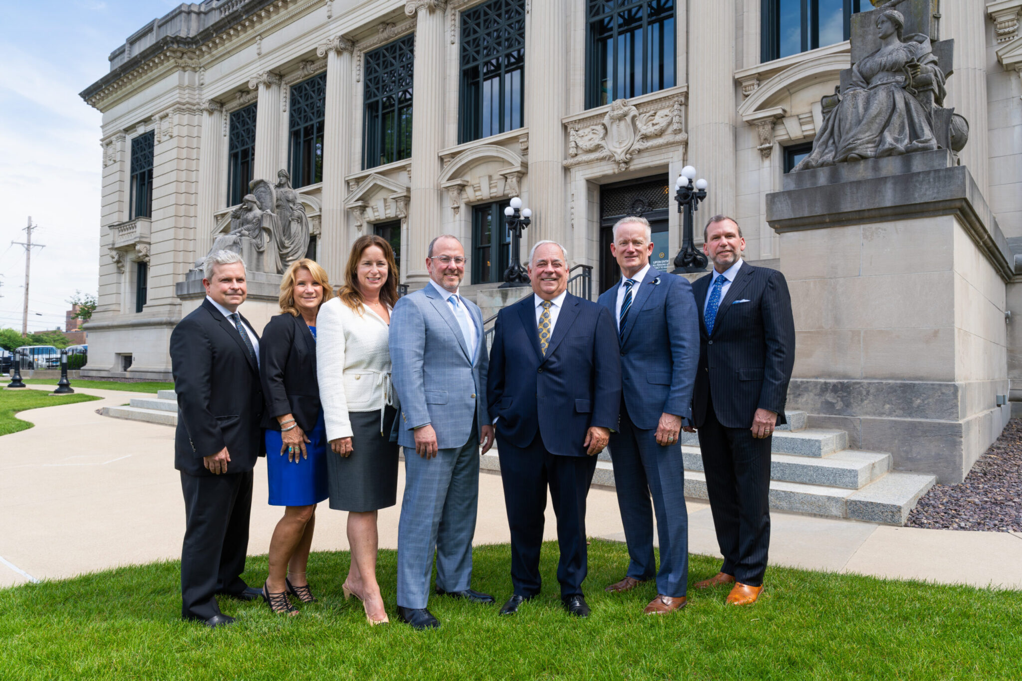 From left to right: Andrew Browder, Kim Galanti, Jo Anna Pollock, Nicholas J. Angelides, Perry J. Browder, and John Simmons, alongside Sokolove Law Managing Attorney Ricky A. LeBlanc