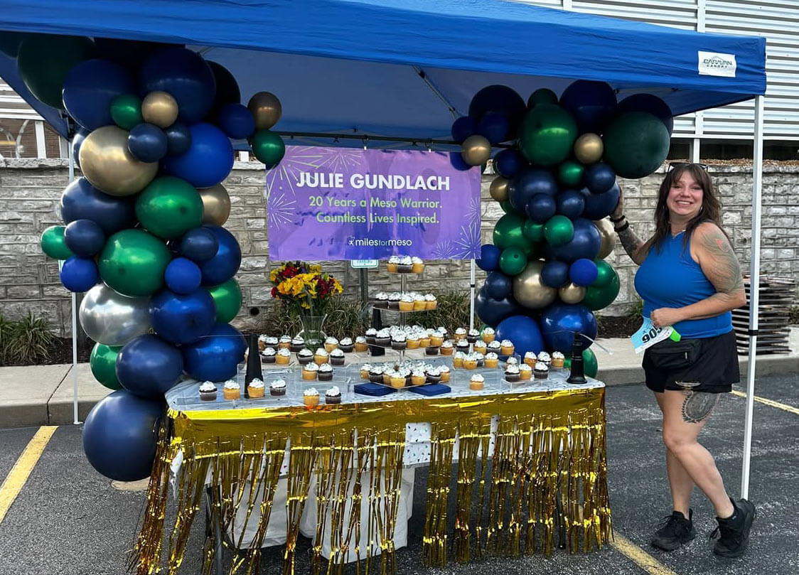 Julie Gundlach's 20-Year Mesothelioma Survivor Booth at Miles for Meso 2026